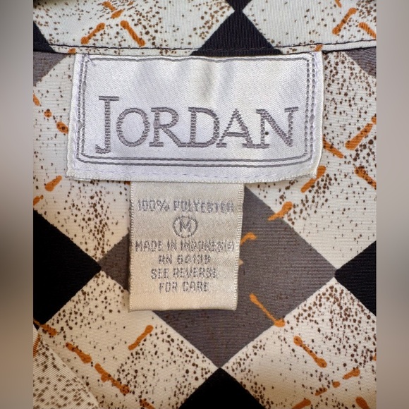 Jordan Woman Long Sleeve Button Up Blouse Black/White/Red Argyle Pattern Medium - Picture 7 of 16